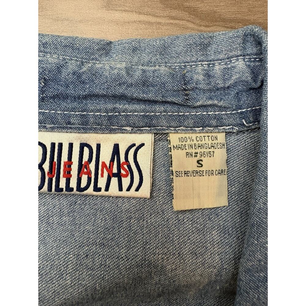 Bill Blass Jeans Denim Shirt Small Collar Long Sleeve Hand Embroidered Cotton! - Picture 3 of 13
